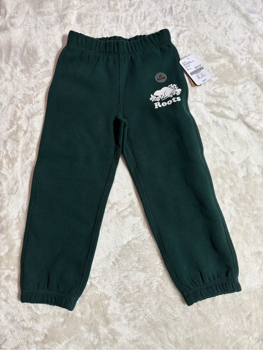 Roots Kids Dark Green Sweatpants with White Logo